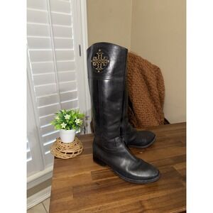 TORY BURCH Kiernan Tall Black Leather Riding Boots (US  7.5)
